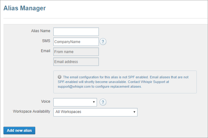 alias manager page