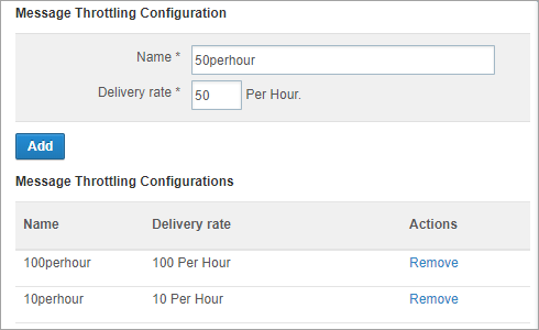 message throttling configuration