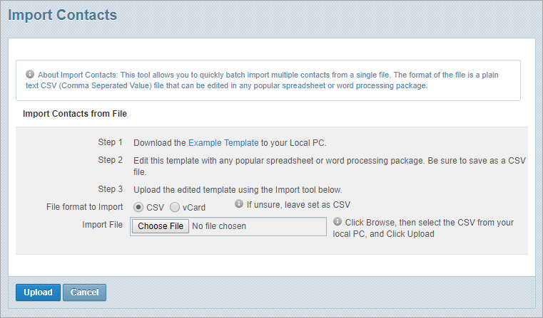 import contacts page