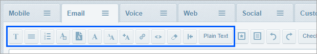 rich text formatting toolbar