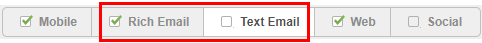 rich email and plain email channel options